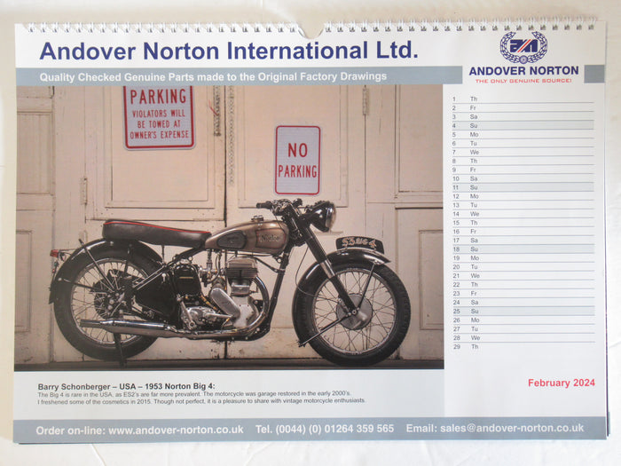 2024 Calendar Andover Norton Motorcycle 750 850 Commnando Mercury MK3 Atlas