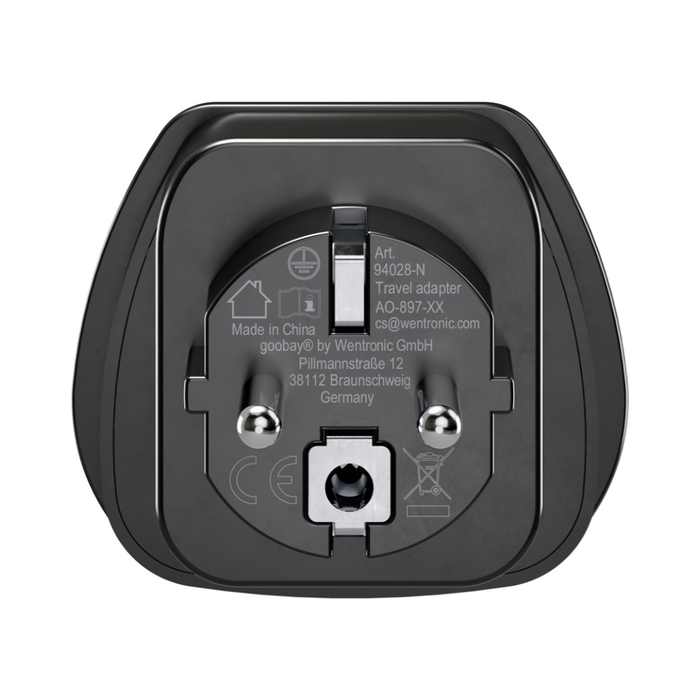 Adaptador de viaje universal a enchufe Schuko Goobay Negro