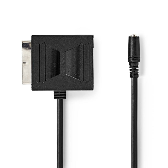 Adaptador SCART Macho-Hembra con Salida de Audio Jack 3,5 mm (Euroconector) | Negro