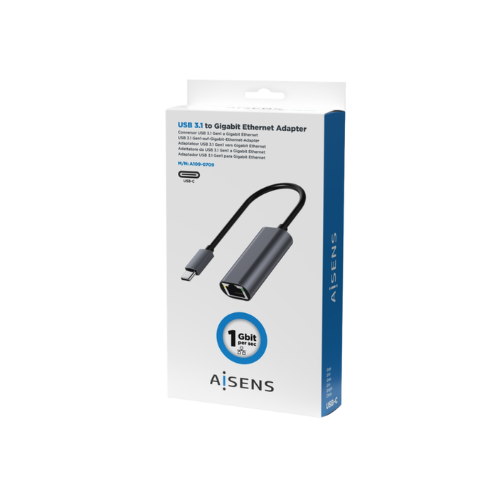 Adaptador USB-C a Ethernet Gigabit RJ45 AISENS A109-0709