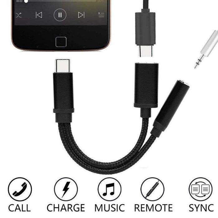 Adaptador USB-C a Jack 3,5 mm y Carga USB-C 2 en 1
