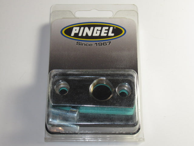 Adapter plate petcock to tank w offset 3/8 NPT / 44mm bolt centers / For Pingel