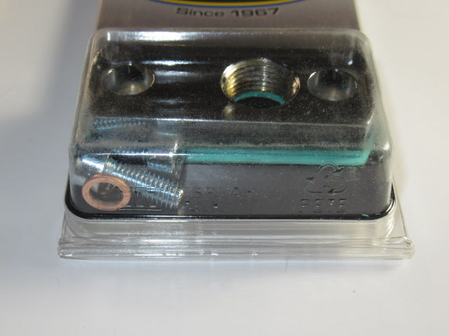 Adapter plate petcock to tank w offset 3/8 NPT / 44mm bolt centers / For Pingel