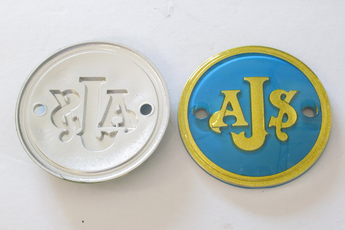 AJS tank badge blue & gold AMC petrol tank 1956 57 58 59 60 emblem 022520