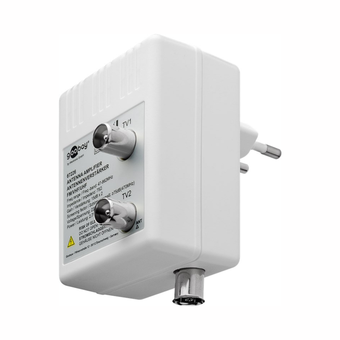 Amplificador de antena TDT y radio con 2 salidas, 15 dB Goobay