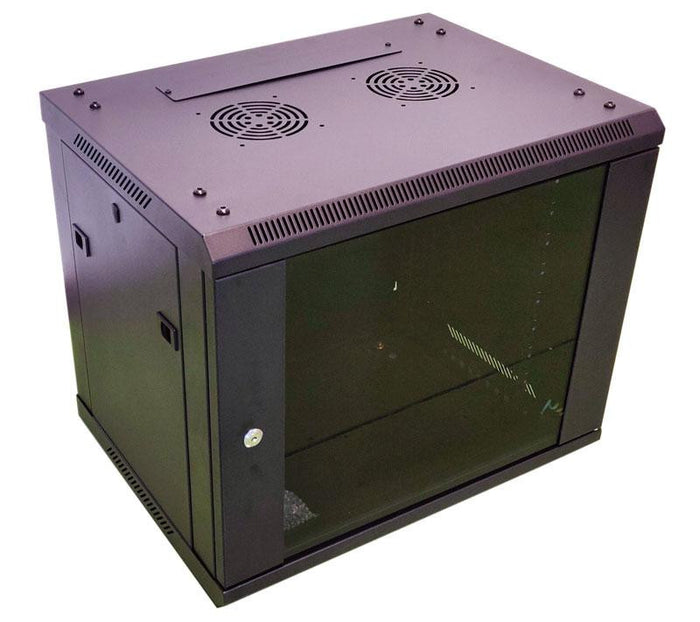 Armario Rack 19" Mural 12U Fondo 45 cm con Puerta de Cristal