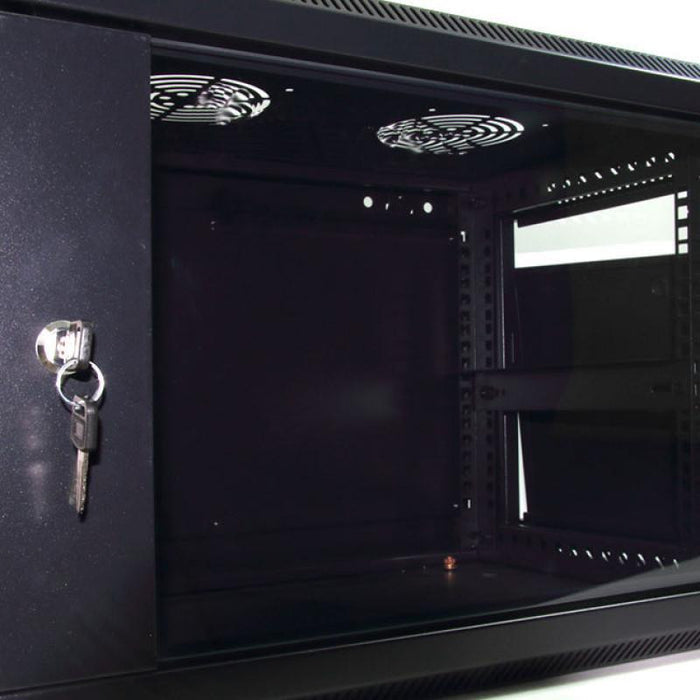 Armario Rack 19" Mural 9U Fondo 45 cm Puerta de Cristal