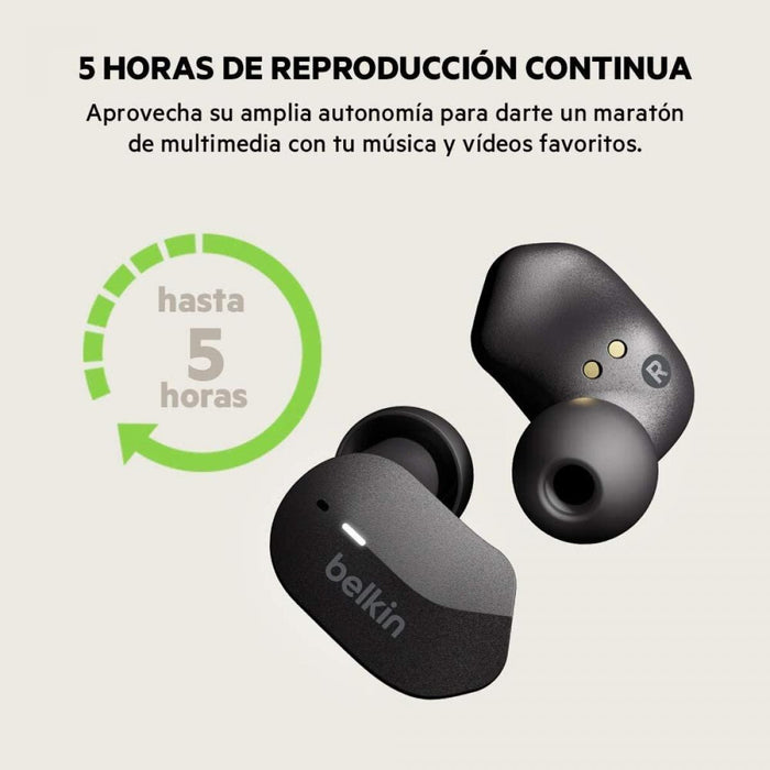 Auriculares Bluetooth Belkin SoundForm TWS con Estuche - Negro