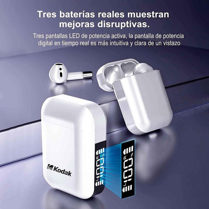 Auriculares Bluetooth Kodak Ultra 610S+ TWS con Estuche de Carga - Blanco