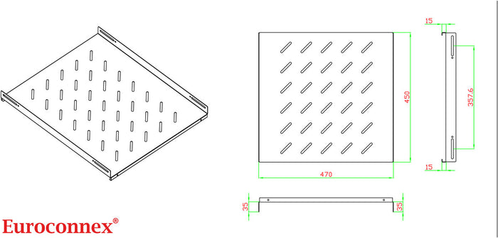 Bandeja fija para rack 19 ancho 470mm y fondo 450mm