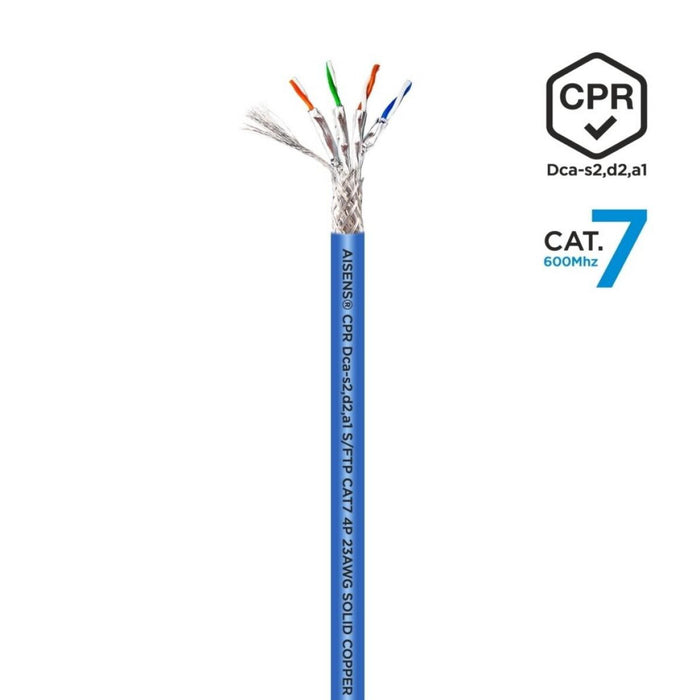 Bobina Cable de Red CAT.7 S/FTP RJ45 AISENS | 600 MHz AWG23 LSZH CPR Dca | Azul