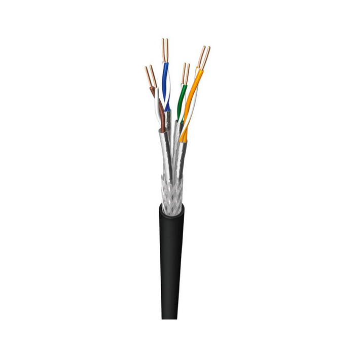 Bobina Cable RED Cat6 S/ftp PiMF , Negro CCA Multifilar Para Exterior 100m