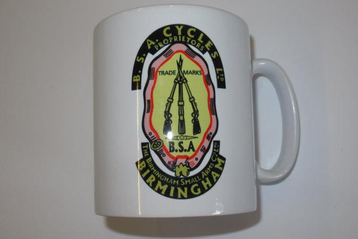 BSA Piled Arms Mug 10oz coffee cup ceramic motorcycle stacked rifles Birmingham