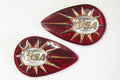 BSA tank badge set tear drop pear emblem UK made High Quality Red gold