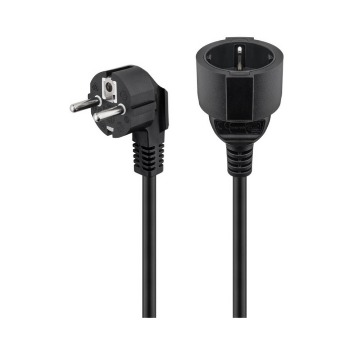 Cable alargador de alimentación Schuko macho a hembra, recto y negro
