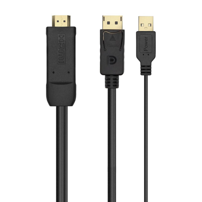 Cable conversor activo HDMI 2.0 a DisplayPort 1.2 de 1,8 m, negro