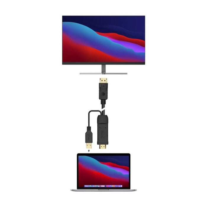 Cable conversor activo HDMI a DisplayPort 4K, vista del cable