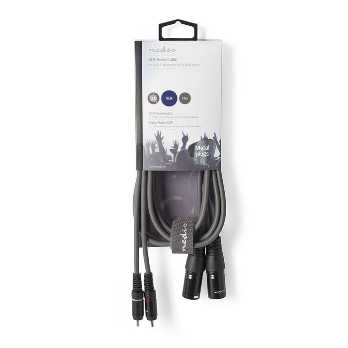 Cable de Audio Estéreo | 2x XLR 3 Pines Macho a 2x RCA Macho - Gris