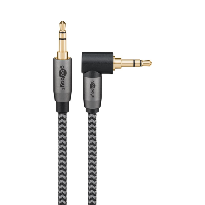 Cable de conexión de audio AUX estéreo de 3,5 mm, 90°, 0,5 m