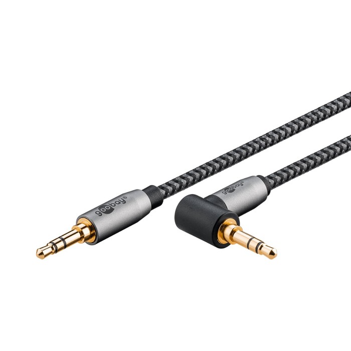Cable de conexión de audio AUX estéreo de 3,5 mm, 90°, 0,5 m