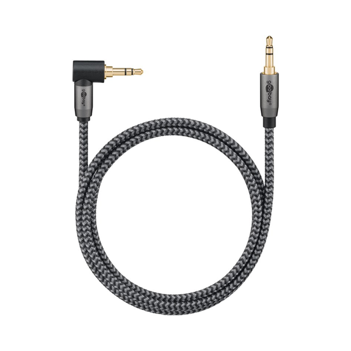 Cable de conexión de audio AUX estéreo de 3,5 mm, 90°, 0,5 m