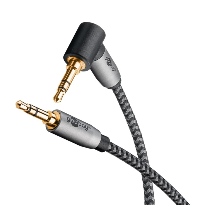 Cable de conexión de audio AUX estéreo de 3,5 mm, 90°, 0,5 m