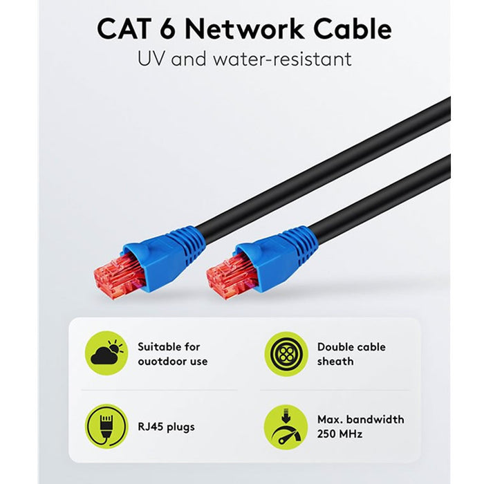 Cable de red de exterior Cat6 U/UTP negro, especificaciones