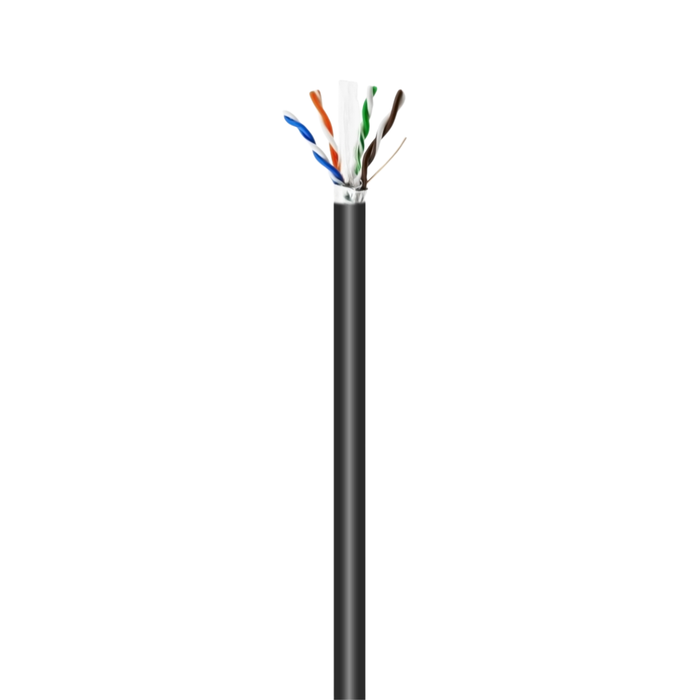 Cable de Red Exterior Impermeable RJ45 Cat.6 FTP Rígido AWG24, Negro, 100M