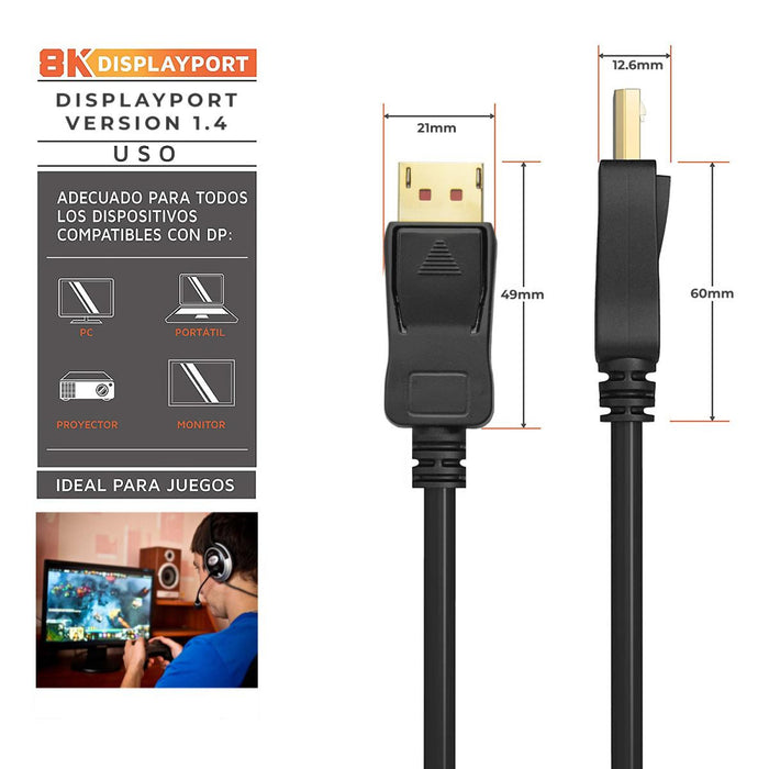 Cable Displayport v1.4 | Hasta 8K@30hz