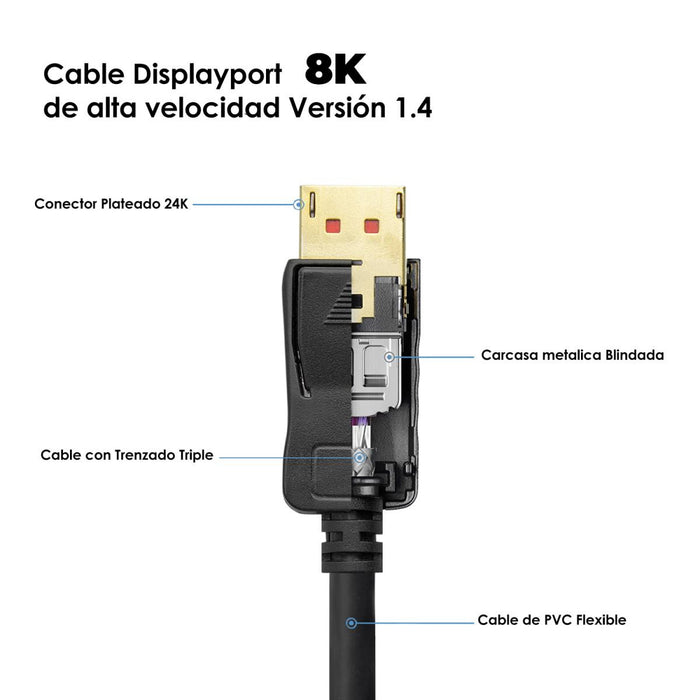 Cable Displayport v1.4 | Hasta 8K@30hz