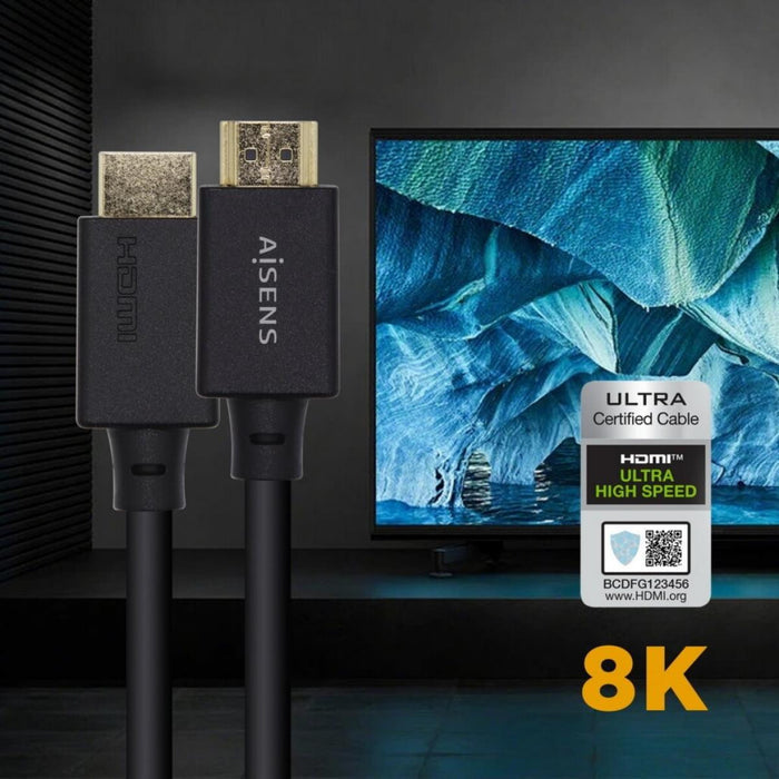 Cable HDMI 2.1 certificado 48 Gbps, vista del cable