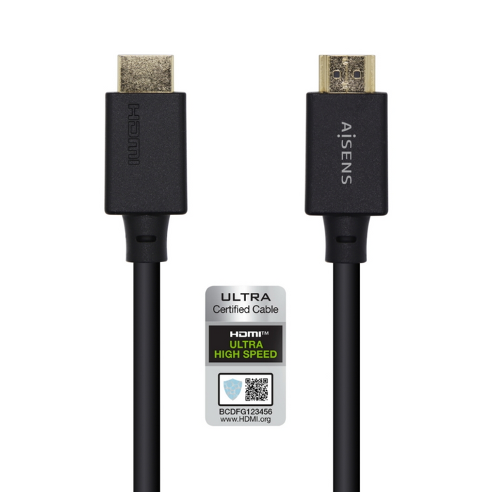 Cable HDMI V2.1 CERTIFICADO Ultra Alta Velocidad 8K 60Hz 48Gbps, A/M-A/M, Negro, 1.5m