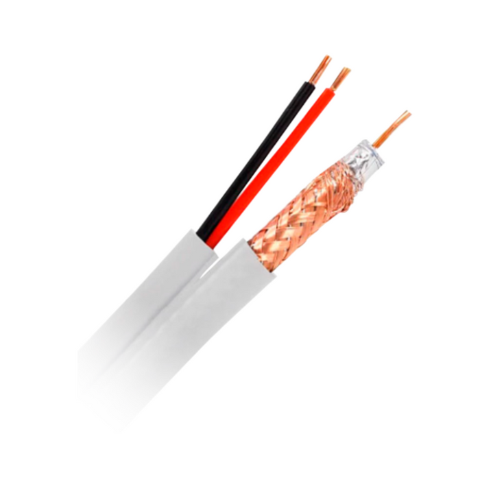 Cable Siamés RG59 + Alimentación 100 m Blanco