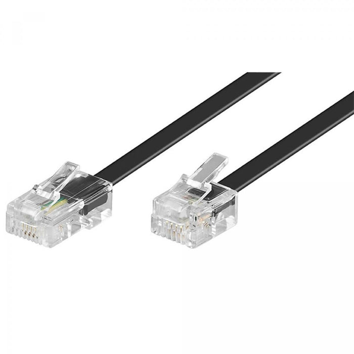 Cable telefónico plano RJ45 8P4C a RJ11 6P4C, negro