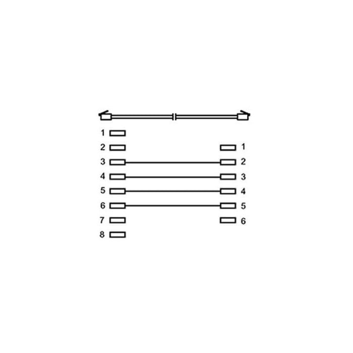 Cable telefónico RJ45 a RJ11, detalle del conector RJ11