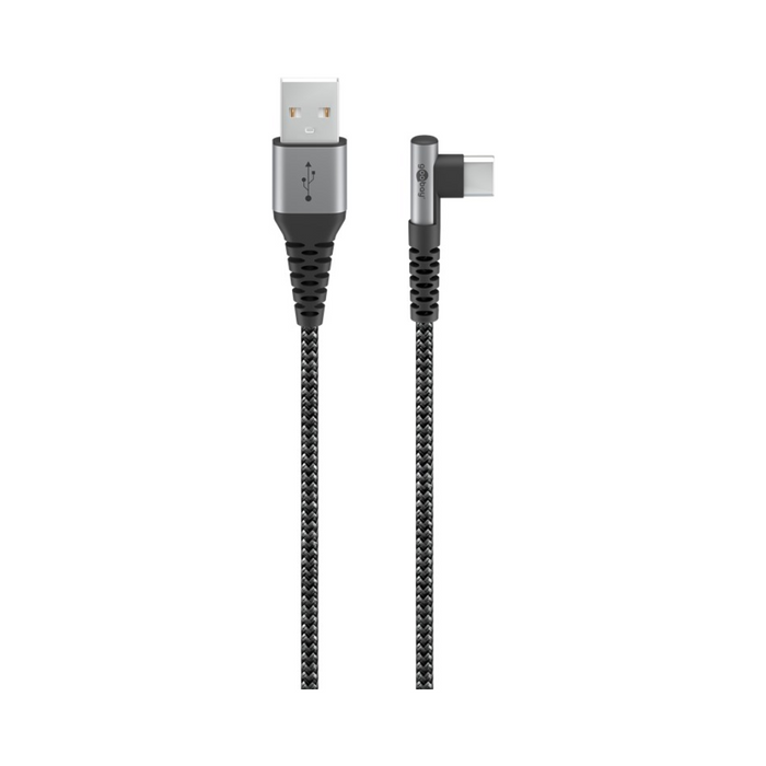 Cable Textil USB-C a USB-A Acodado 90° 2 m 15 W Goobay