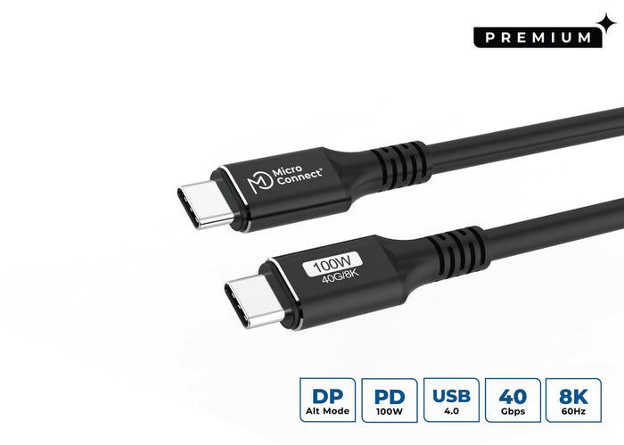 Cable USB-C de 1 m, 100W, 20-40Gbps, USB4 Gen 3x2