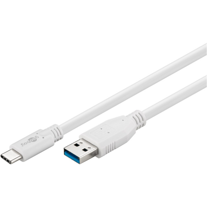 Cable USB-C  to USB A 3.0, Blanco de 0,5m