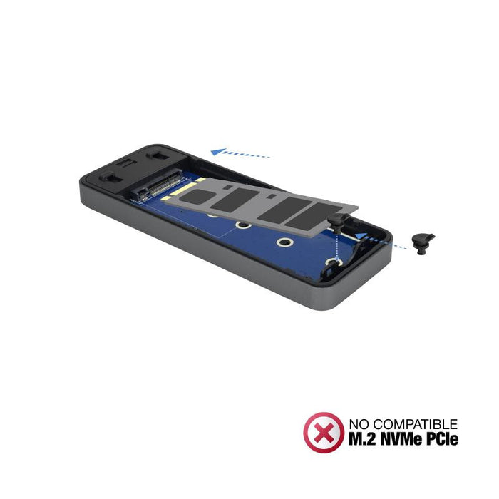 Caja Externa TooQ TQE-2281G para SSD M.2 NGFF SATA (no NVMe) | USB 3.0 5 Gbps | UASP | Aluminio