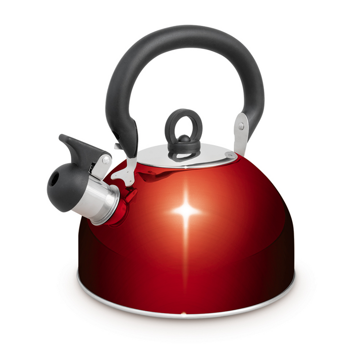 CAMPFIRE STAINLESS STEEL WHISTLING KETTLE 2.5L RED