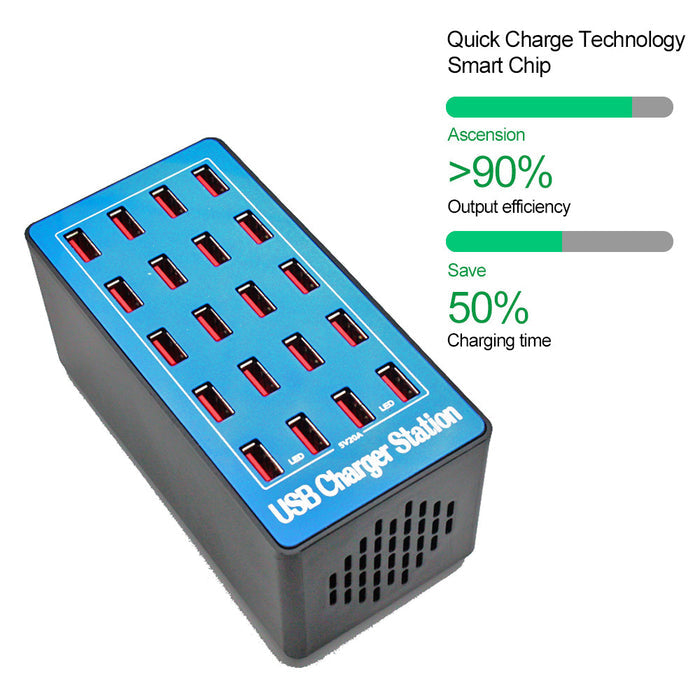 Cargador de Escritorio Inteligente 20 Puertos USB 20A