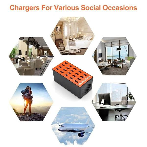 Cargador de Escritorio Inteligente 20 Puertos USB 20A