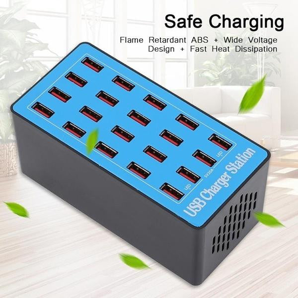 Cargador de Escritorio Inteligente 20 Puertos USB 20A