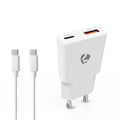 Cargador de Pared GaN 20W USB-C PD + USB-A QC 3.0 | Carga Rápida 2 Puertos | Cable USB-C 1,5 m