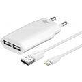 Cargador doble Lightning 2,4 A Blanco 1 m