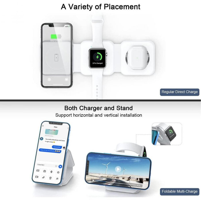 Cargador Inalámbrico 3 en 1 Magnético Plegable para iPhone