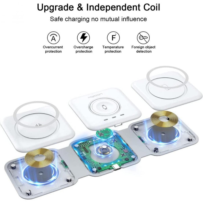 Cargador Inalámbrico 3 en 1 Magnético Plegable para iPhone