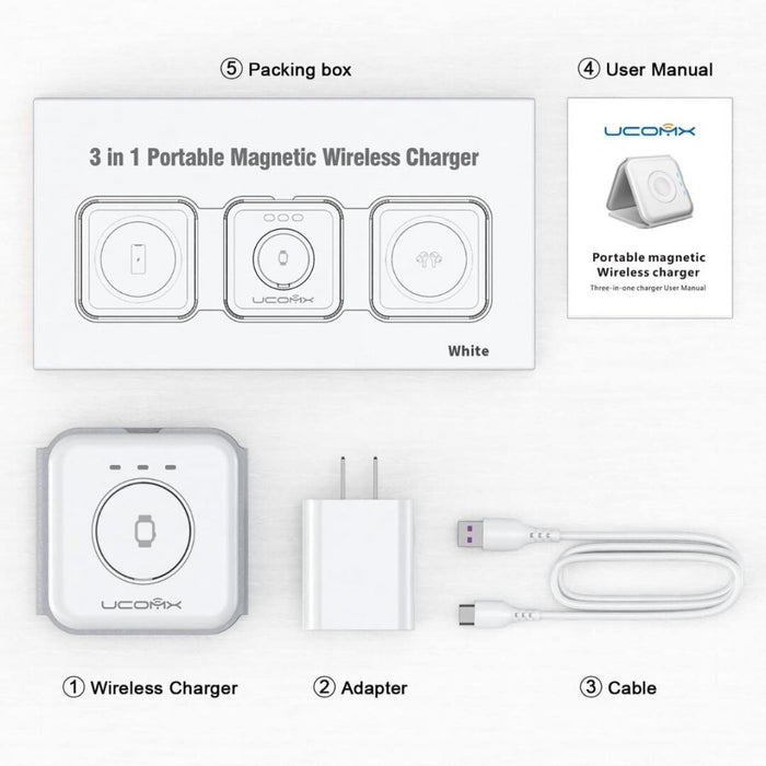 Cargador Inalámbrico 3 en 1 Magnético Plegable para iPhone