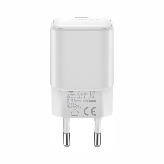 Cargador rápido USB-C PD GaN Nano (45 W) blanco