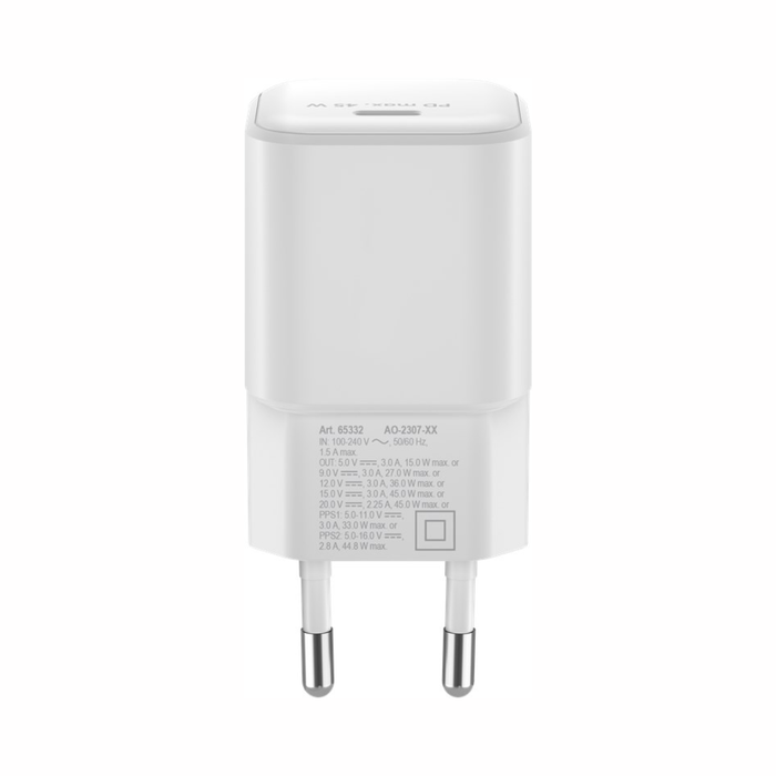 Cargador rápido USB-C PD GaN Nano (45 W) blanco